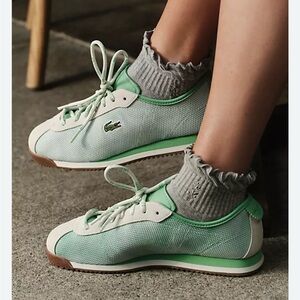 Lacoste Women's Green and White Sneakers